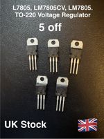 5 off L7805, LM7805CV, LM7805. TO-220. Line Voltage Regulator. New. Quantity 5