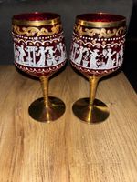 Murano Venetian Ruby Red wine Glasses Pair