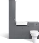 Vanity Unit Basin Sink Toilet WC Tall Unit Cabinets Cupboard Grey Gloss 1500mm