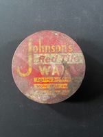 Johnson's Red Tile Wax vintage tin with some contents 