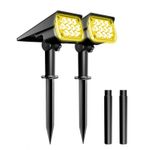2PCS Solar Lights Garden Lights 3000K LED Outdoor Landscape Stake Wall Lamp IP65