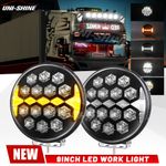 2PCS For Volvo Scania MAN Trucks 9" Round Full Led 24V Spot Fog Dual Drl Lights