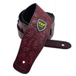 Adjustable Full Leather Guitar Strap Embossed Belt for Acoustic/Electric Bass 