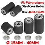PU Polyurethane Steel Core Roller With Two Bearing Guiding Wheel Flat Ø 15-40mm