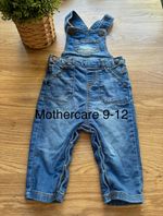 Mothercare Blue Denim Dungarees Cotton/Elastane Sleeveless Button 9-12m