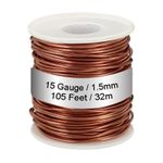 99.9% Soft Copper Wire 15 Gauge/1.5mm Diameter 105 Feet/32m 1.1 Pound Spool