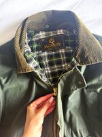 Salisbury Men’s Green Waxed Cotton Jacket Corduroy Collar Tartan Lining S