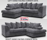 Jumbo Cord Corner Sofa Suite Set Footstool 3 2 Seater Grey Brown Black Chairs