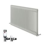 Horizontal Radiator Traditional Double Column with Valve White Rad 600x1190mm
