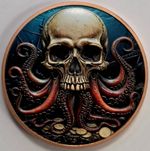 5oz Copper Kraken & Sunken Treasure Ultra High Relief 999 Fine Copper in capsule