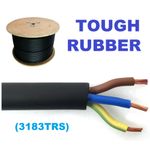 Rubber Cable Flex 3 Core H05RR-F 3183R HEAVY DUTY 0.75mm 1mm 1.5mm 2.5mm Black