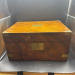 Antique 19th Century Walnut Writing Slope With Brass Fittings 12 x 9 x 6 inch