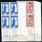 FEZZAN 1950 YVERT 54-55 ** MINT IMMACULATE in BLOCK OF FOUR + PRINT DATE (F4207