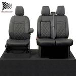 Ford Transit Custom Front Seat Covers Leatherette (2013-2023) Black 1118