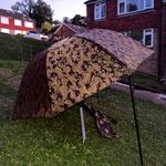 Fox 60in Camouflage Beach Parasol Round Fabric Canopy Brown/Black