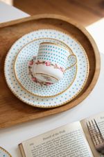 Antique Minton Charles Ford Turquoise Jewelled Cup Trio For T Goode
