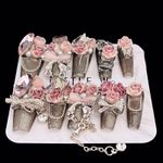 Dark Rose Fantasy Press On Nails | 3D Purple Roses, Gem Charms & Chains