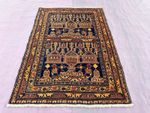 Afghan Wool Rug 3'1"x4'5" Vintage Terracotta Navy Pictorial Floral