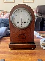 Beautiful Antique French Wooden Chiming Mantle Clock in Full Working Order.