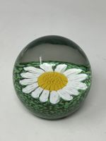 Vintage Murano KB Art Glass Daisy Floral Design 3” Dome Paperweight