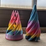 Set of 2 Multicolour Abstract Twist Cone Decorative Free Standing Vases