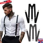 UK Heavy Duty Elastic Suspenders for Men Trouser Pants Braces Strap Work Belt GB