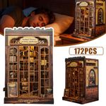 Book Nook Kit 3D Wooden Puzzle Miniature House Kit LED Library with LED Light
