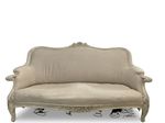 Antique French Louis XV Canapé Sofa c.1850 Ornate Carved Linen 3-Seater | Beige