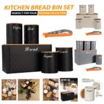 Kitchen Storage Canister Tins Bamboo Lids Bread Bin Tea Coffee Sugar Containers