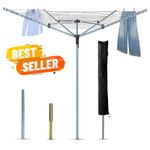 4 Arm Heavy Duty Rotary Washing Line 60M 50M 40M Outdoor Garden Clothes Airer UK
