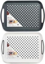2 X Serving Tray Plastic Rubber Grip Surface Waiter Serve Food Dinner Non Slip