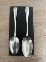 Six Elkington Silver plated Tablespoons. Dated to 1859. Armorial crest.