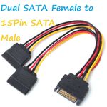 2 x Sata Female to 15 pin sata male Power Splitter Y Cable 20 cm