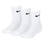 NEW Nike Children's White Crew Cotton Socks Kids JUNIOR - 3 Pairs