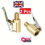 2X Tyre Valve Air Chuck Inflator Pump Connector Adapter Brass Clip on Car 8mm