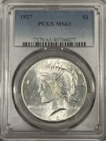 1927 $1 Peace Dollar PCGS MS63