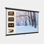 90 Inch Pull Down Projector Screen Wall Mounted 4K HD Home Cinema Screen