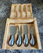 Viners 4pc Cheese Knives & Spreaders Set, Stainless Steel, Wooden Box