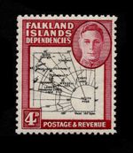 F.I. DEPENDENCIES 1946 MAP 4d "POKE" VARIETY, SG G5c, FINE MINT, CAT. £325