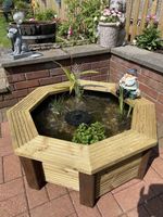 Raised Garden Pond Octagonal Wildlife Water Feature 83x83x29cm Gardening Gift