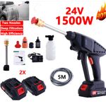 2 Battery Portable Cordless Car High Pressure Washer Jet Water Wash Cleaner Gun