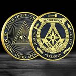 Freemason Masonic Challenge Coin All Seeing Eye Square Compass Golden Medal