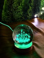 Christmas 3D Engraved Crystal Ball LED Light Colour Changing Candle Design