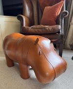 Vintage Style Handmade Genuine Leather Hippo Footstool / Stool - 72cm Long