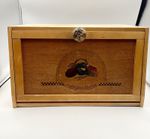 Vintage Wood Bread Box Hand Carved Vegetables 15" Wide Farmhouse Kitchen