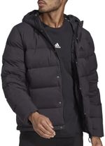 adidas Helionic Hooded Mens Down Jacket Black Zip Pocket Adjustable Coat