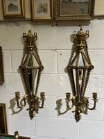 Pair of Italian Carved Wood Sconces with Inlaid Mirrors Circa 1890s Interior Art