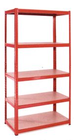 G-Rack 180x90x60cm Boltless Shelving Units | 5 Tier, 265Kg per Tier | Red