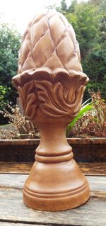 RECLAIMED LARGE 12" CARVED WOODEN STAIR NEWEL POST CAP  FINIAL COUNTRY HOUSE #15