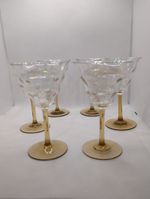 set of 6 vintage Iridescent Amber Stem sherry liqueur small Wine Glasses
